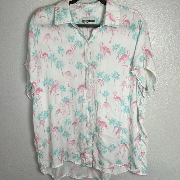 Tipsy Elves Single and Ready to Flamingle Hawaiian Button Up - Picture 8 of 8